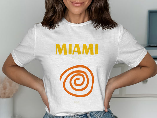 Miami Beach USA Graphic Spiral Design T-Shirt product type