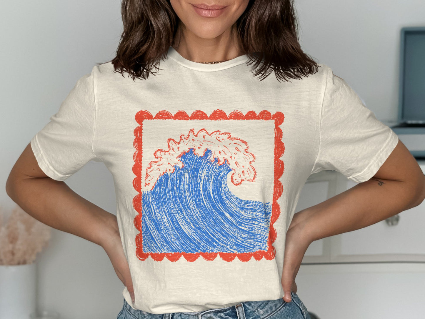 Wave Design Graphic Tee Shirt Artistic product type