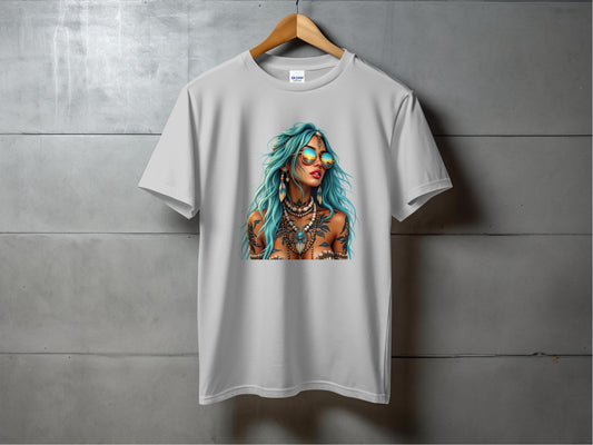Stylish T-shirt Featuring Artistic Woman Design product type