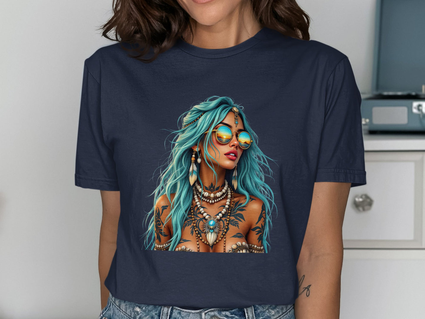 Colorful Artistic Tattooed Woman Graphic Tee product type
