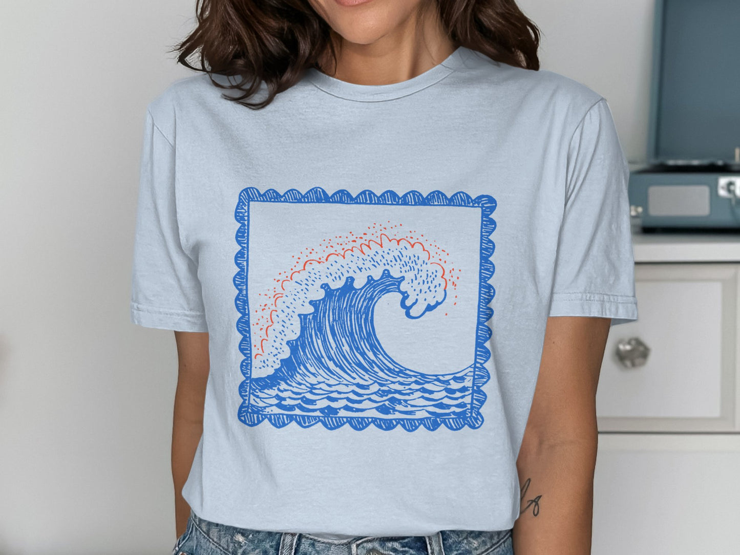Blue Wave Art Graphic Print Casual Wear Shirt product