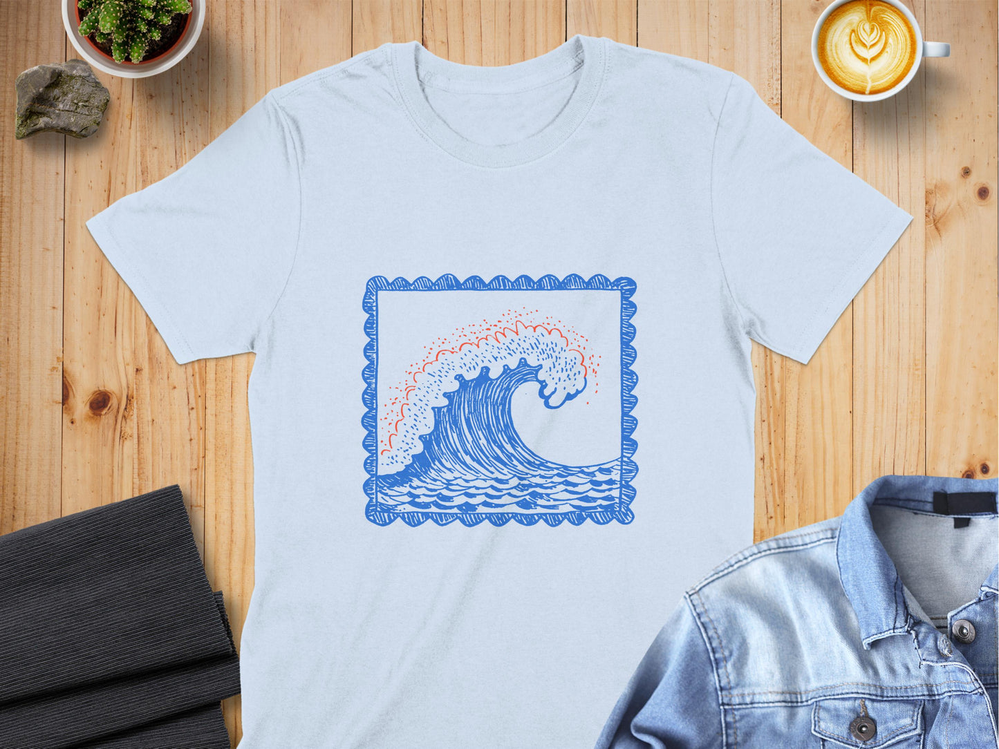 Artistic Waves Pattern Graphic Tee shirt product