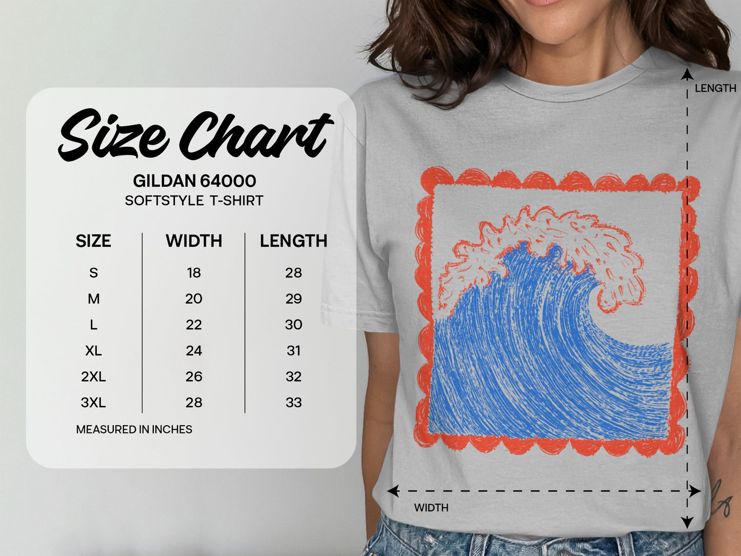 Stylish Graphic Wave Print Softstyle T-shirt product type