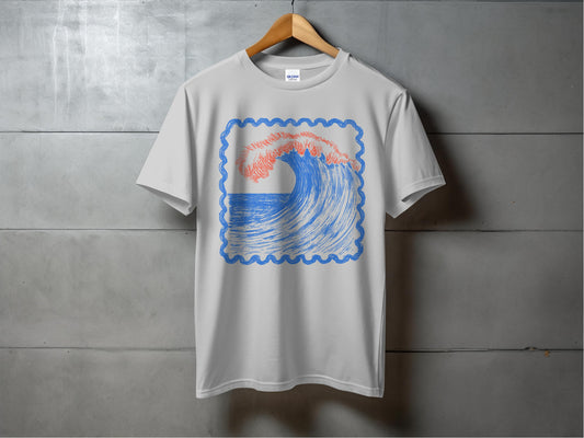 Blue and Red Wave Graphic T-Shirt product