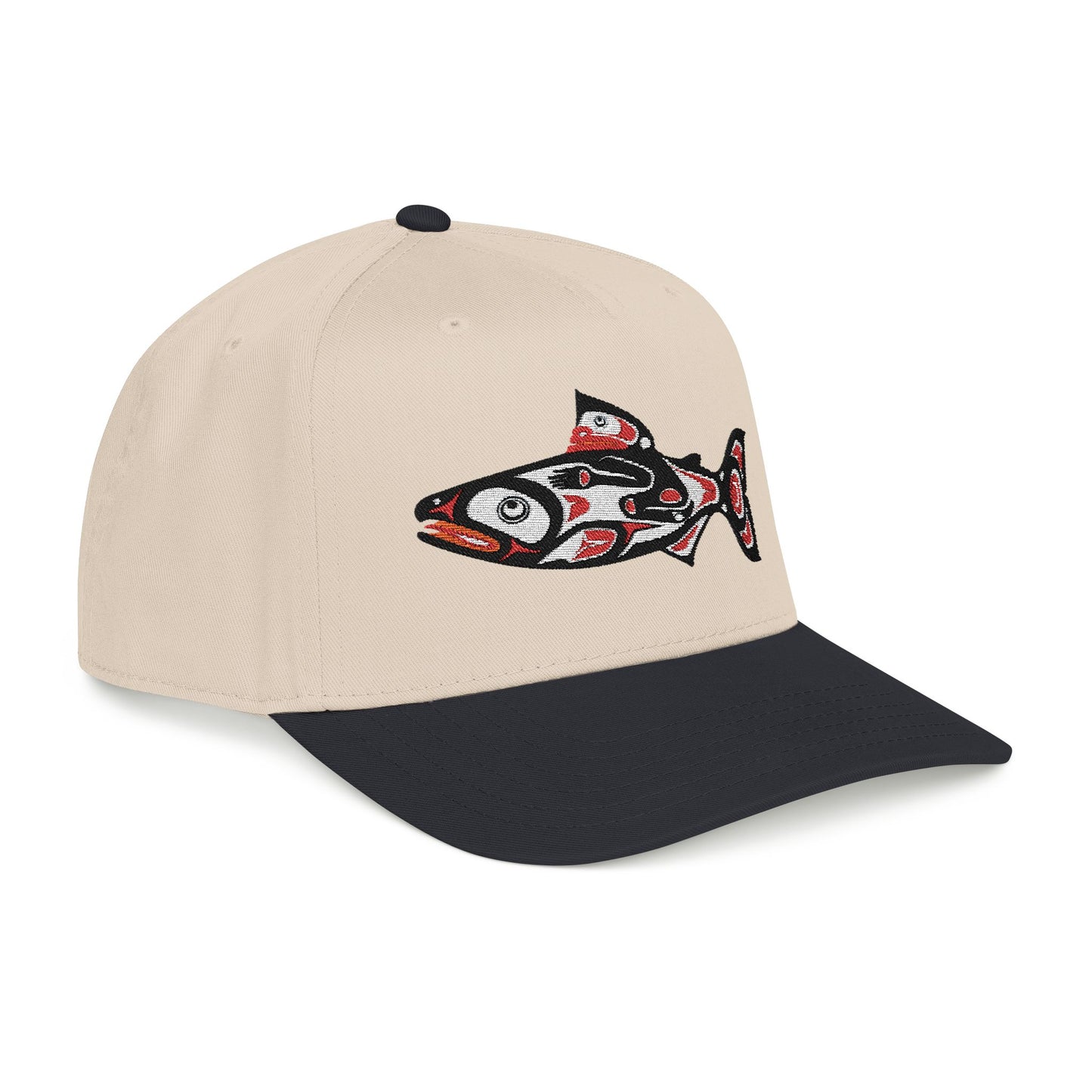 Tribal Salmon Embroidered Baseball Cap Native American Hat