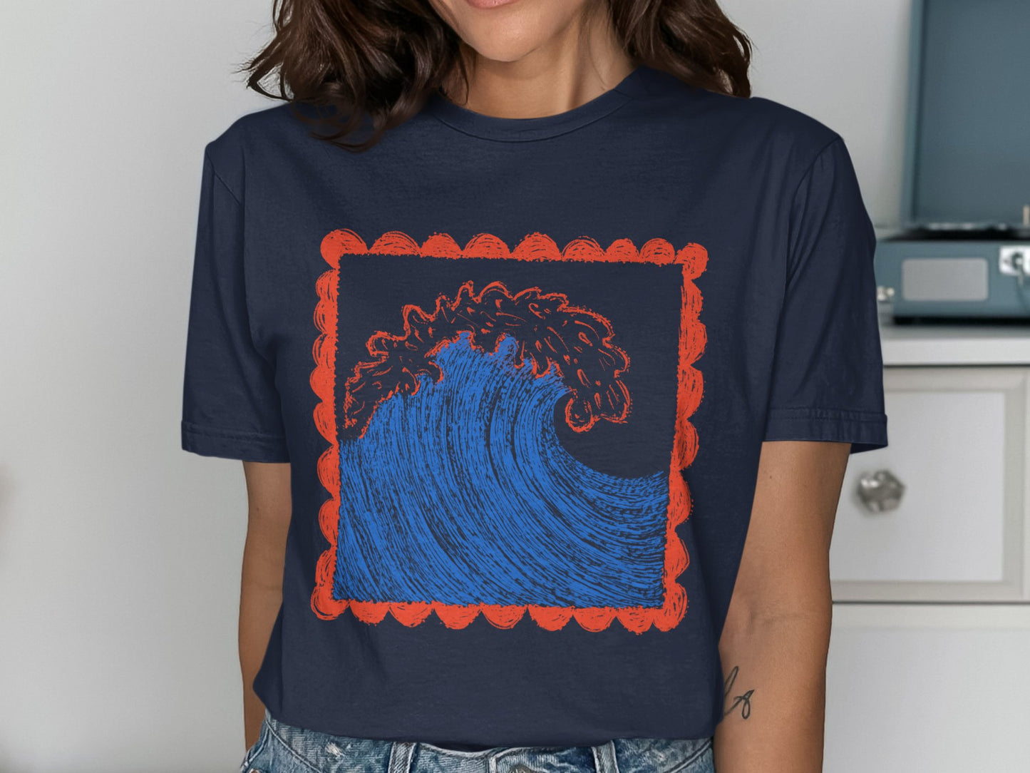 Blue Wave Graphic Print Casual T-Shirt product type