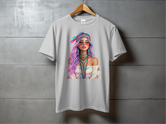 Colorful Art Print Boho Style Graphic T-Shirt product