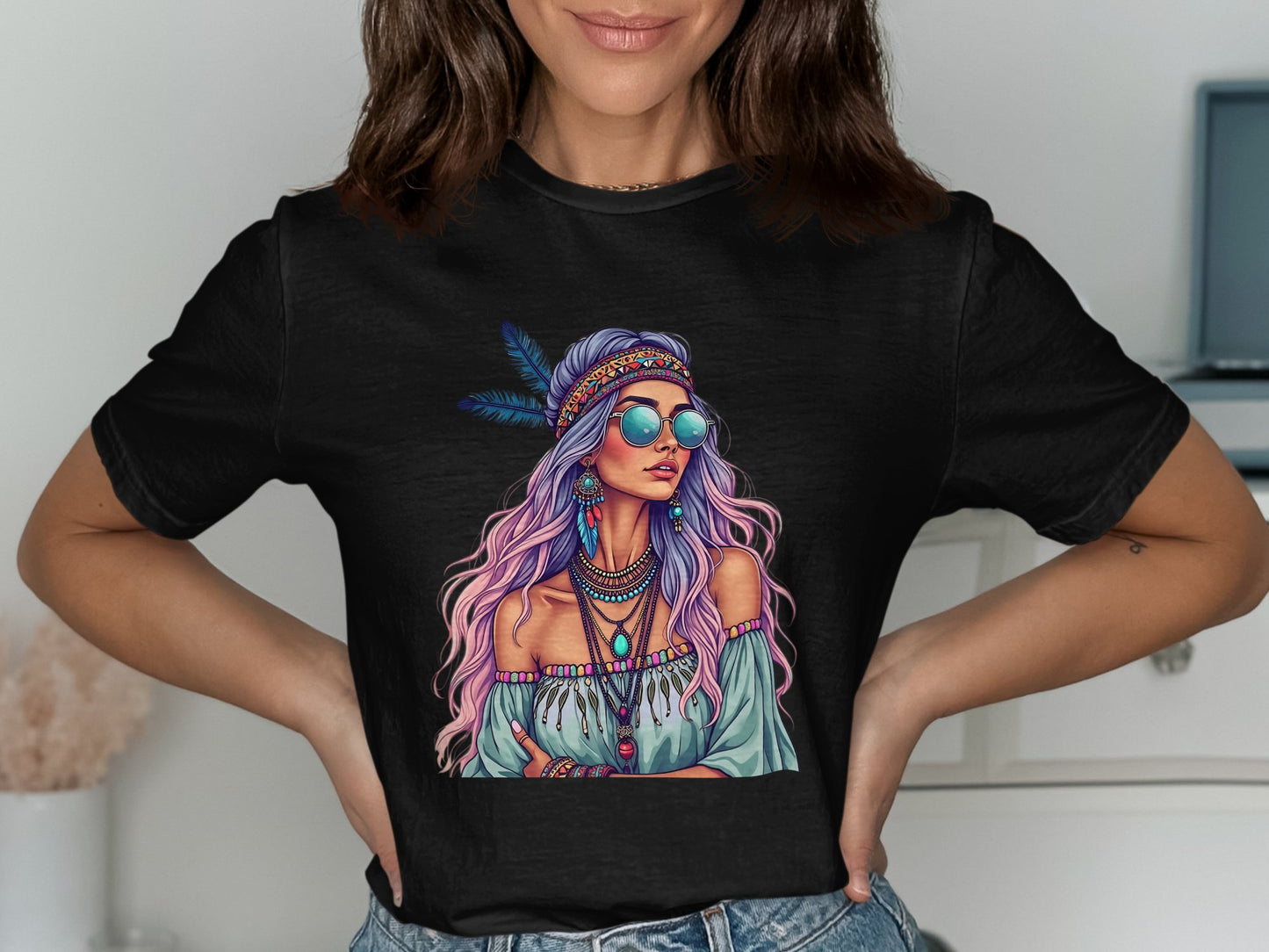 Stylish Graphic Tee with Bohemian Design T-Shirt Product