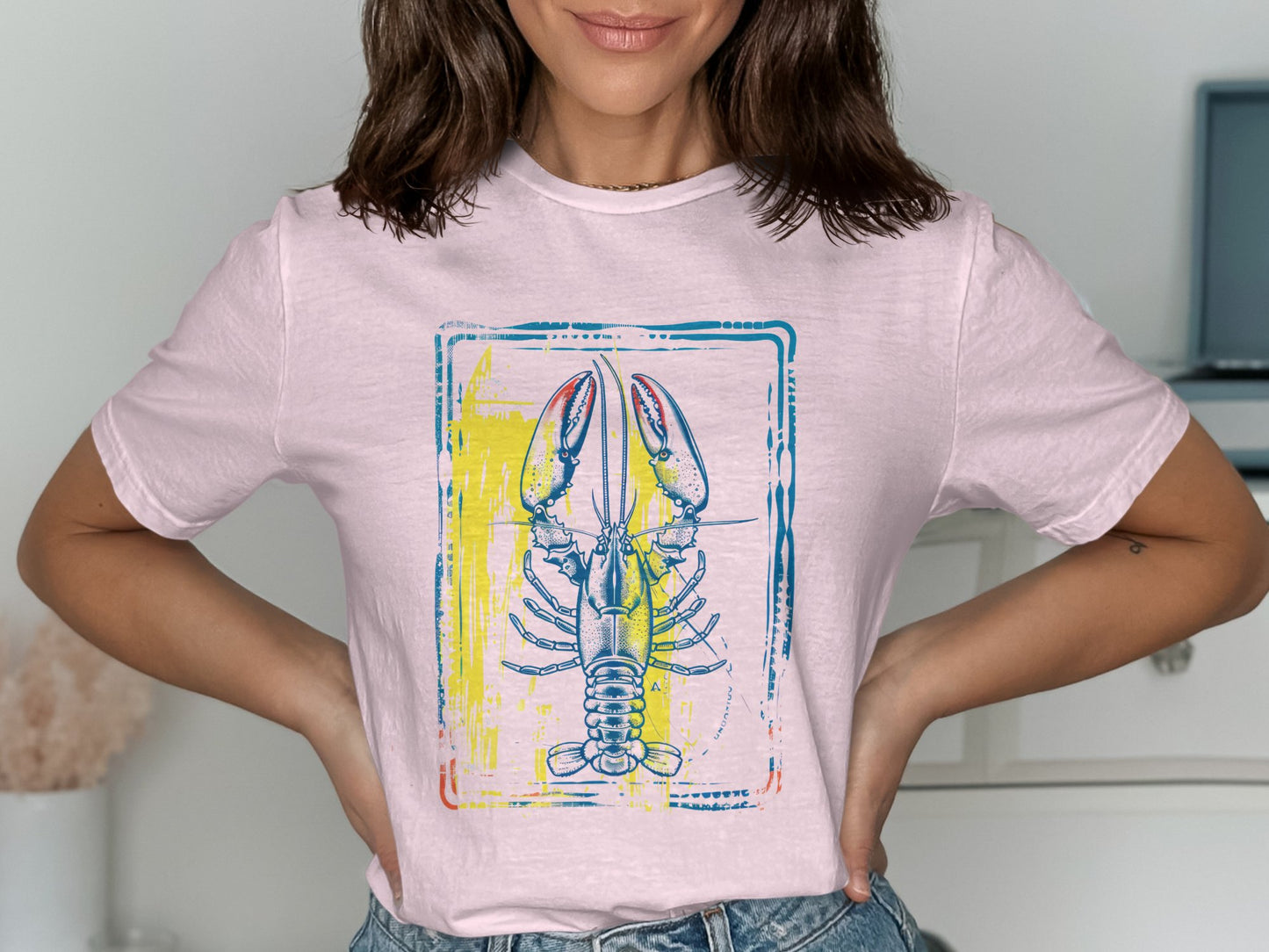 Colorful Lobster Art Pink Graphic T-Shirt product type