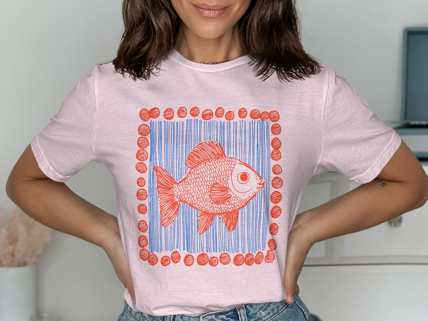 Unique Fish Illustration Graphic Tee Shirt product type