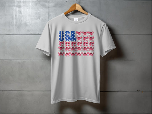 USA Patterned Stars and Bows Graphic T-Shirt product