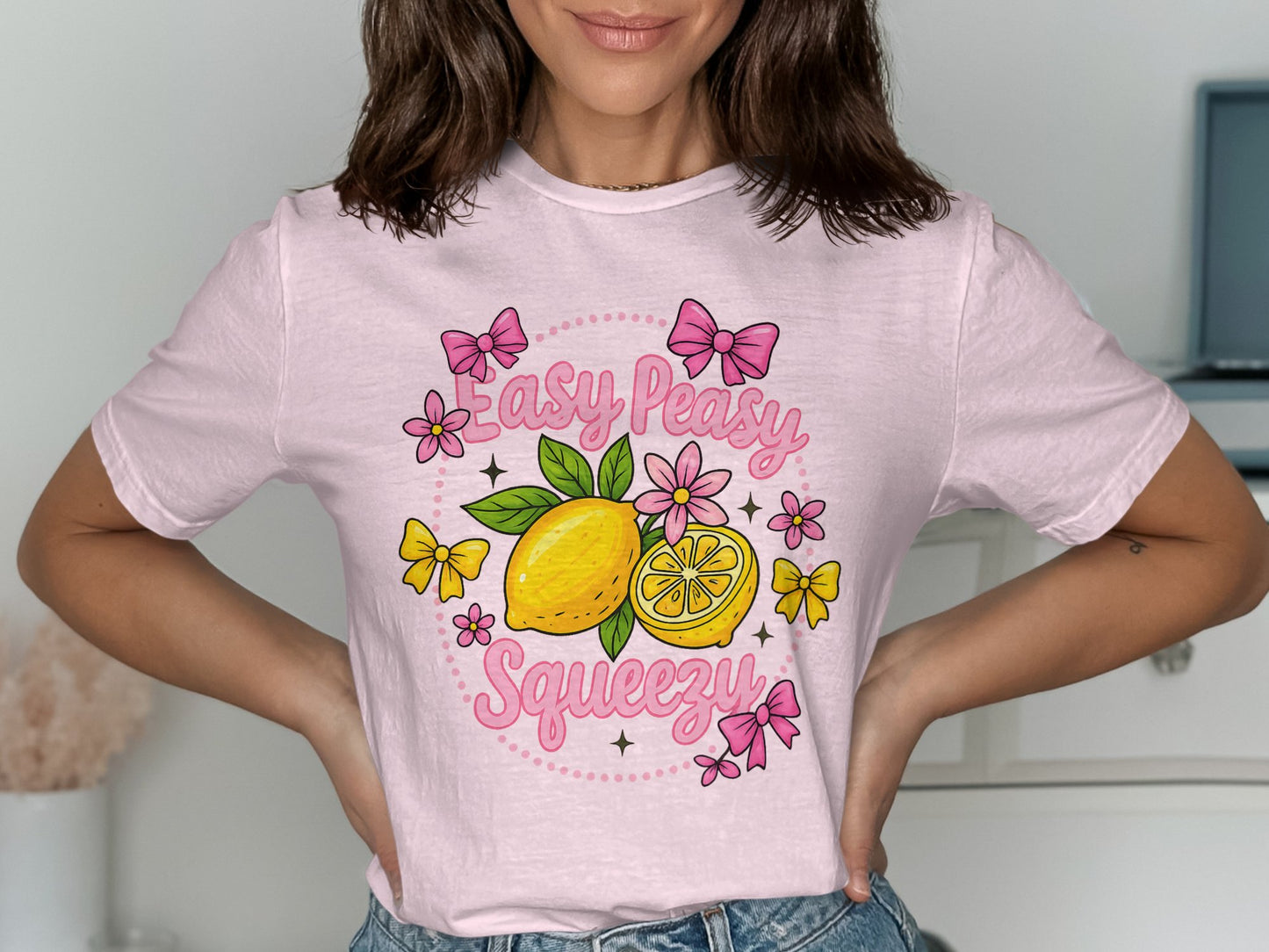 Easy Peasy Squeezy Lemon Design Graphic T-shirt product type