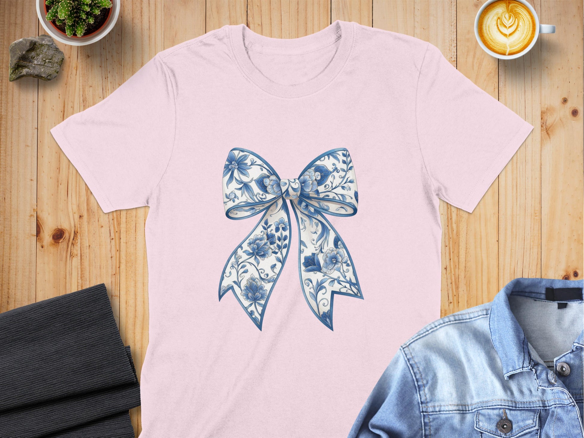 Floral Bow Design Graphic T-Shirt for Stylish product