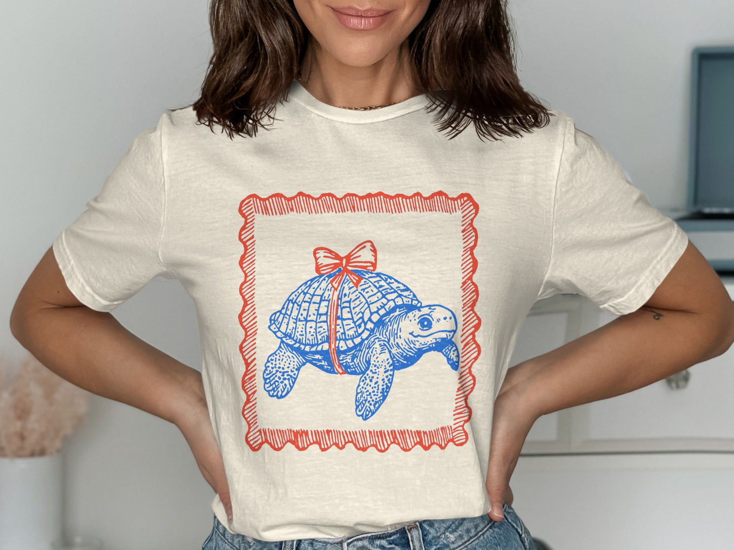 Cute Graphic Tortoise Bow Design T Shirt product