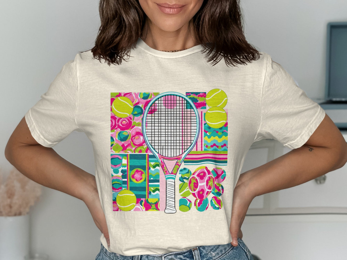 Colorful Tennis Themed Graphic T-shirt product