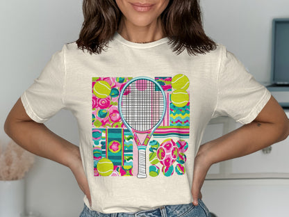 Colorful Tennis Themed Graphic T-shirt product