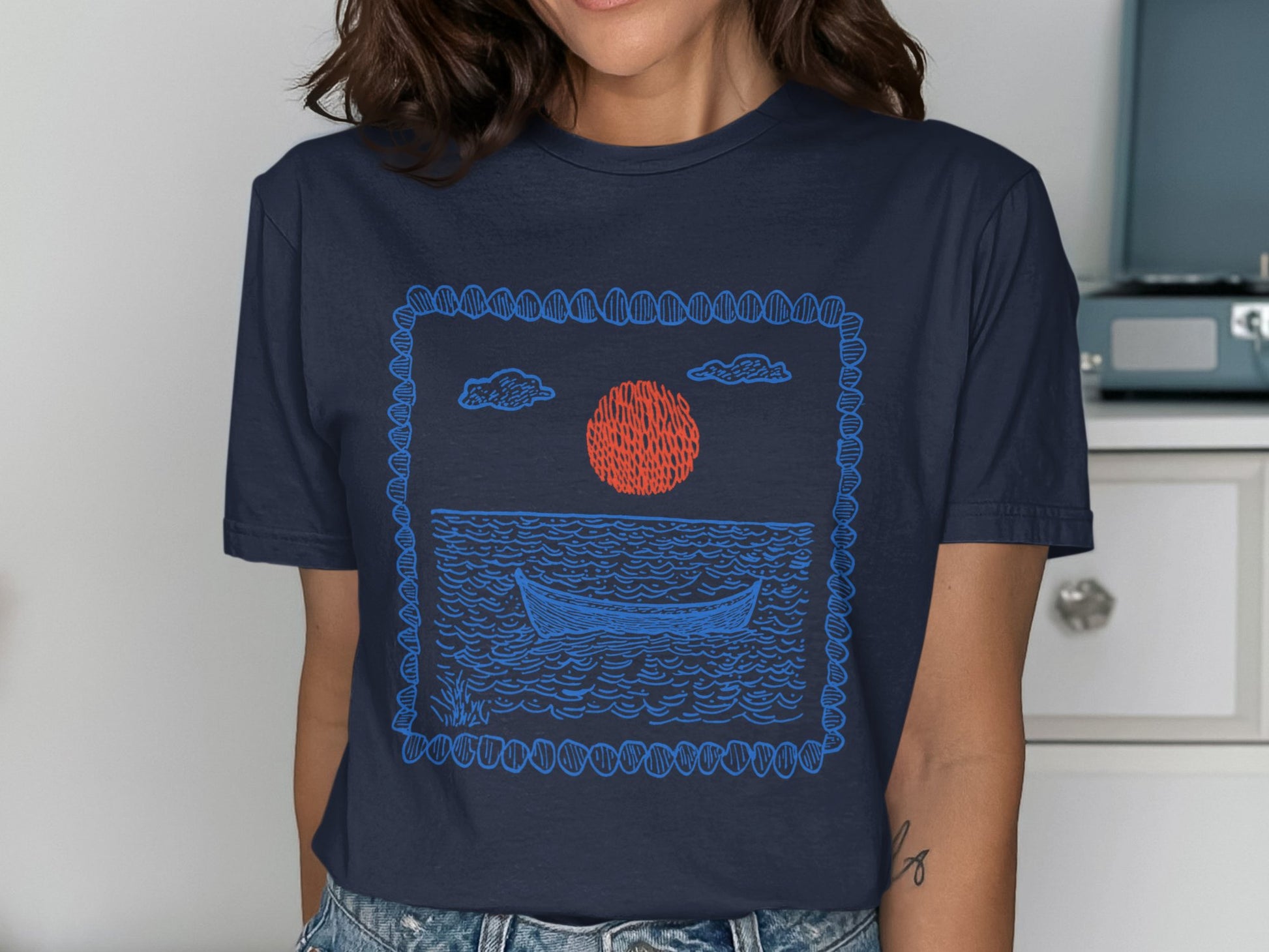 Artistic Boating Scene Graphic T-Shirt product