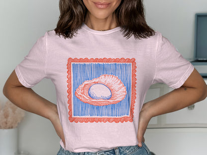 Stylish Pink Shirt with Artistic Seashell Print product