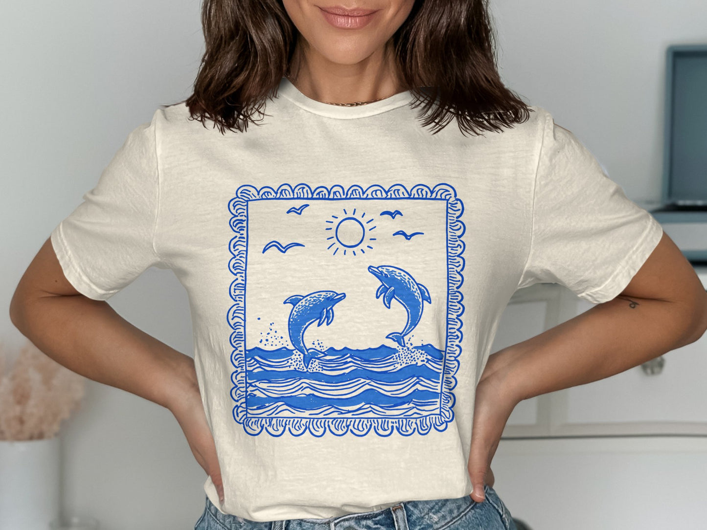 Blue Dolphin Ocean Scene Graphic Tee product