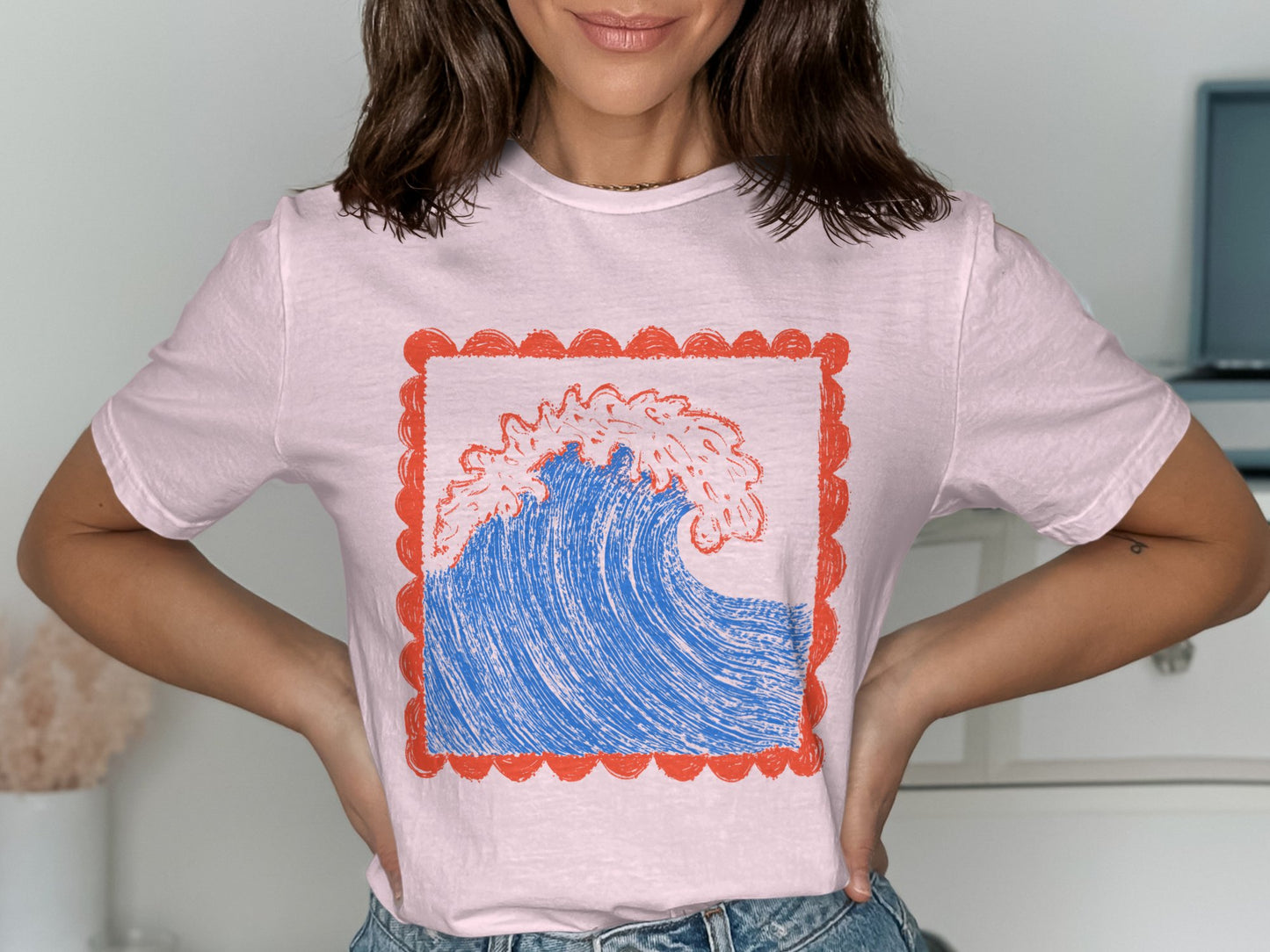 Colorful Wave Print Graphic Short Sleeve Shirt product