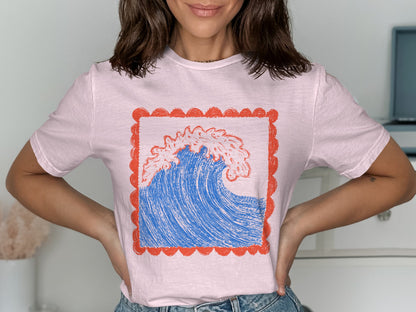 Colorful Wave Print Graphic Short Sleeve Shirt product