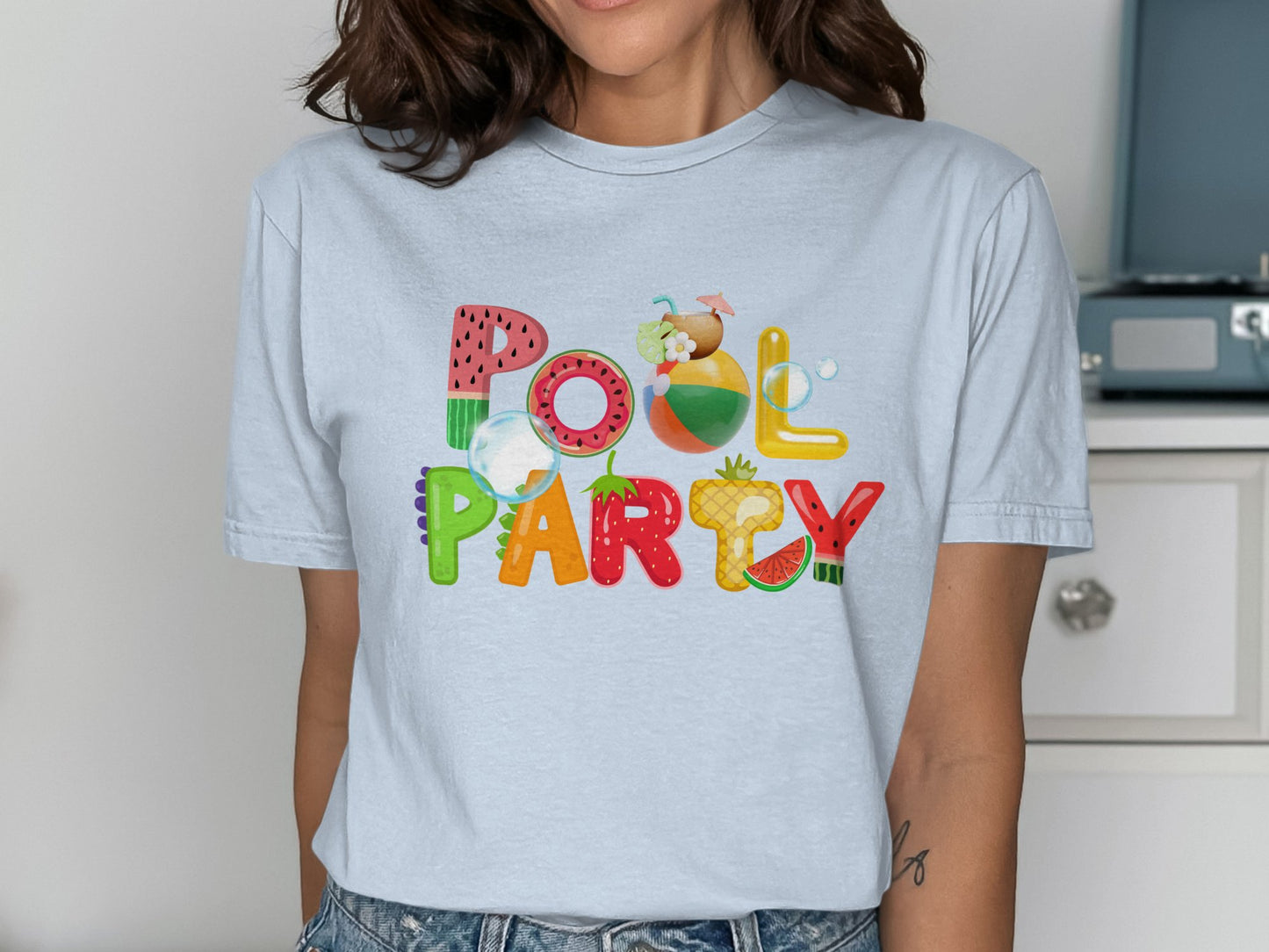 Bright Pool Party Graphic Printed T-shirt product