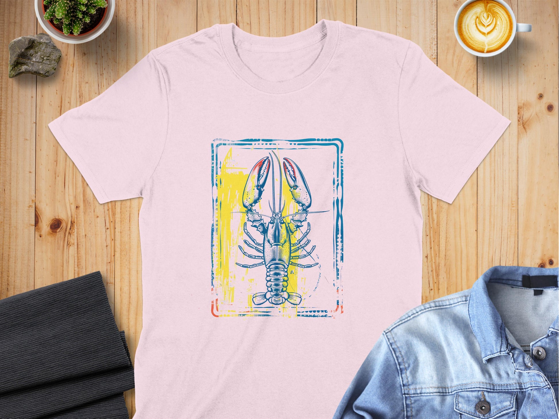 Vibrant Lobster Print Design on Casual T-Shirt product