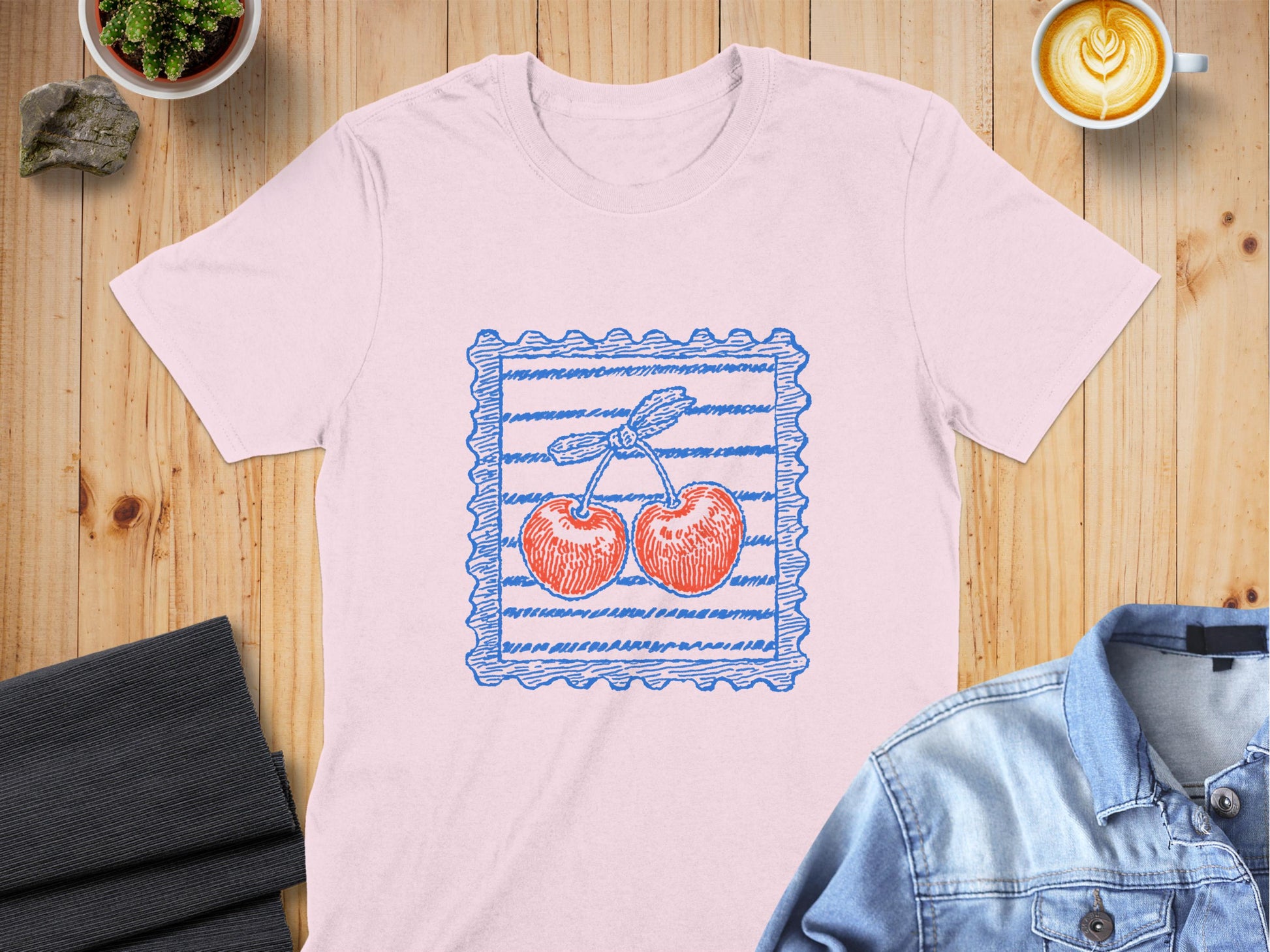 Stylish Pink Shirt with Cherry Design Graphic T-Shirt product type