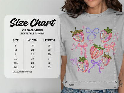 Strawberry and Bows Graphic Gildan 64000 T-Shirt product type