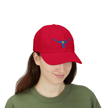 Embroidered Blue Longhorn Dad Cap Western Sun Hat