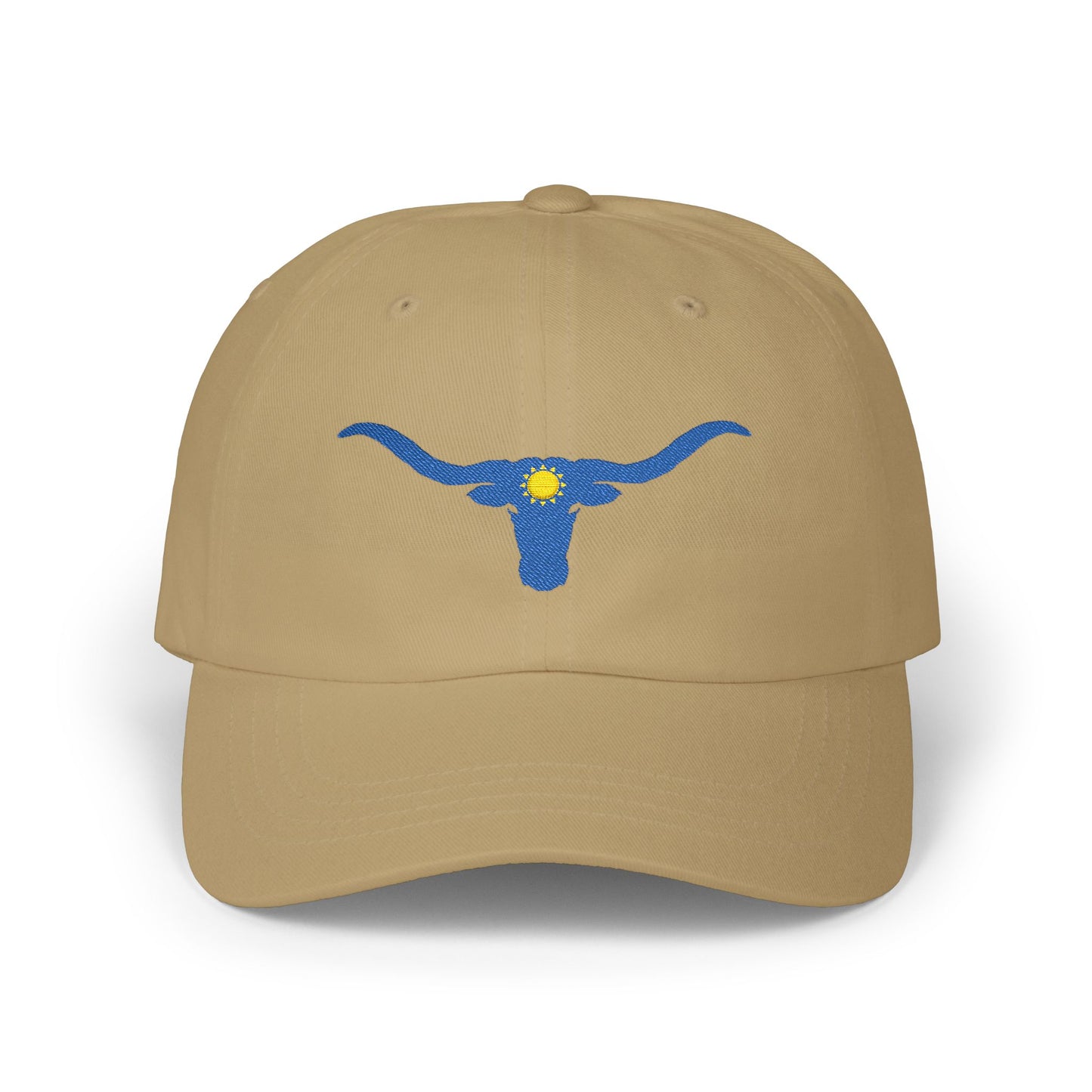 Embroidered Blue Longhorn Dad Cap Western Sun Hat