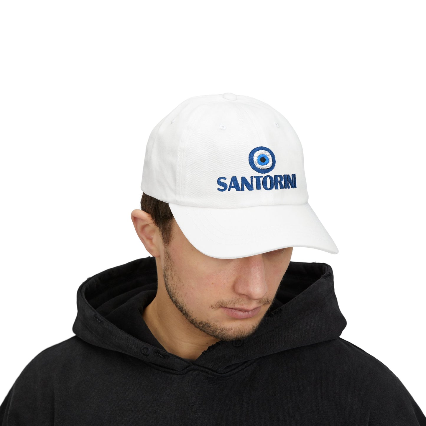 Santorini Evil Eye Dad Cap – Greek Island Embroidered Baseball Hat