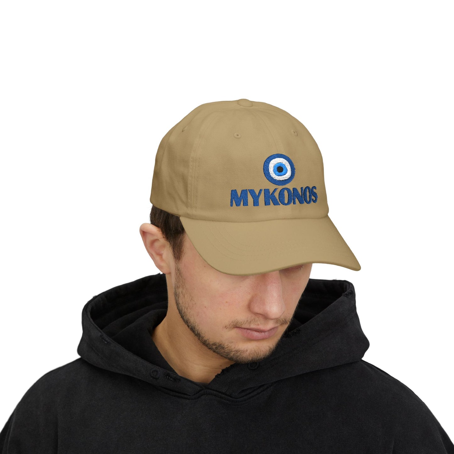 Mykonos Evil Eye Dad Cap — Embroidered Greek Island Baseball Hat