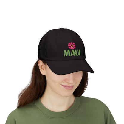 Maui Embroidered Dad Cap — Retro Hawaii Coastal Aloha Baseball Hat