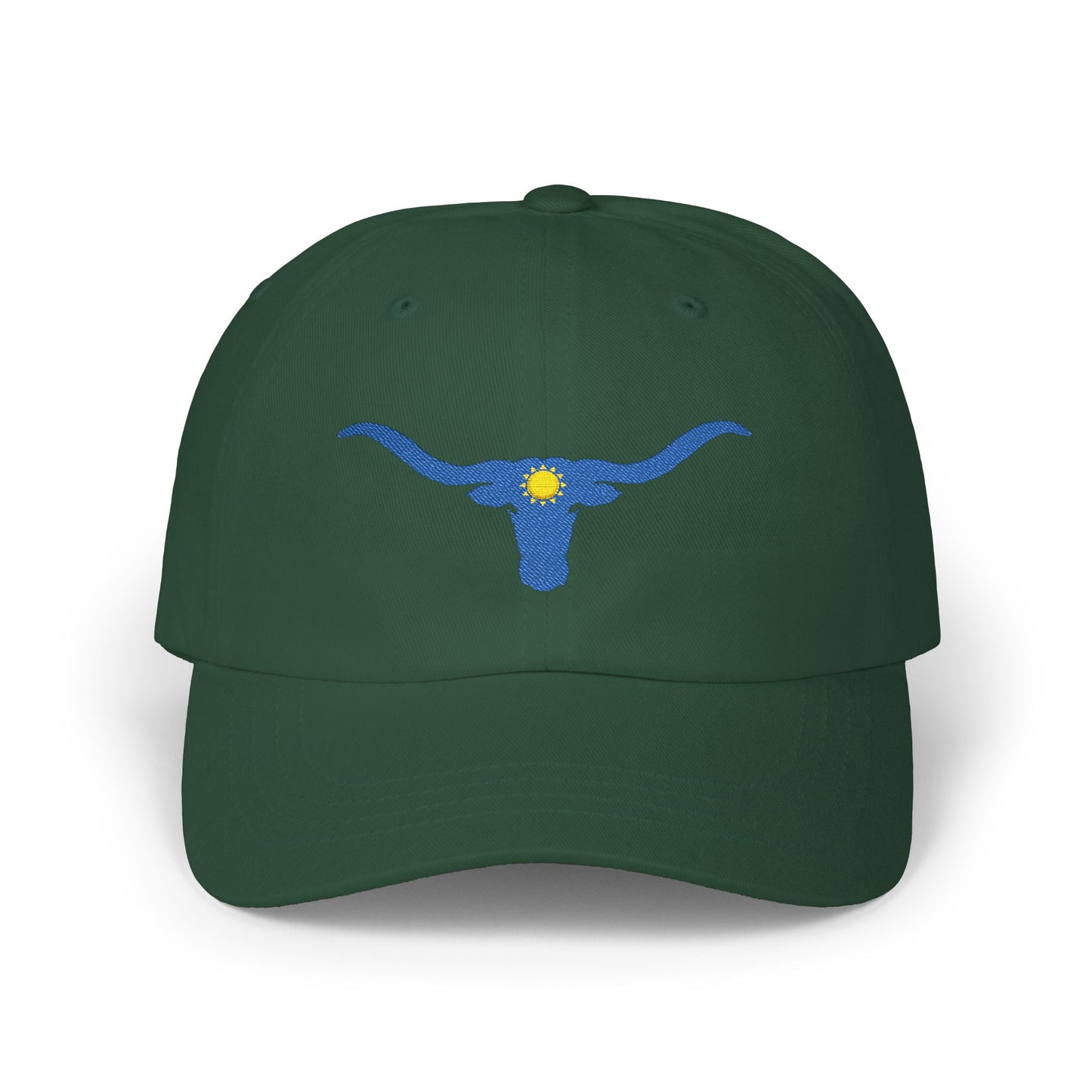 Embroidered Blue Longhorn Dad Cap Western Sun Hat
