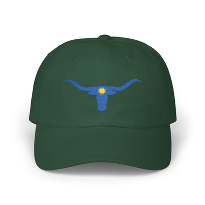 Embroidered Blue Longhorn Dad Cap Western Sun Hat