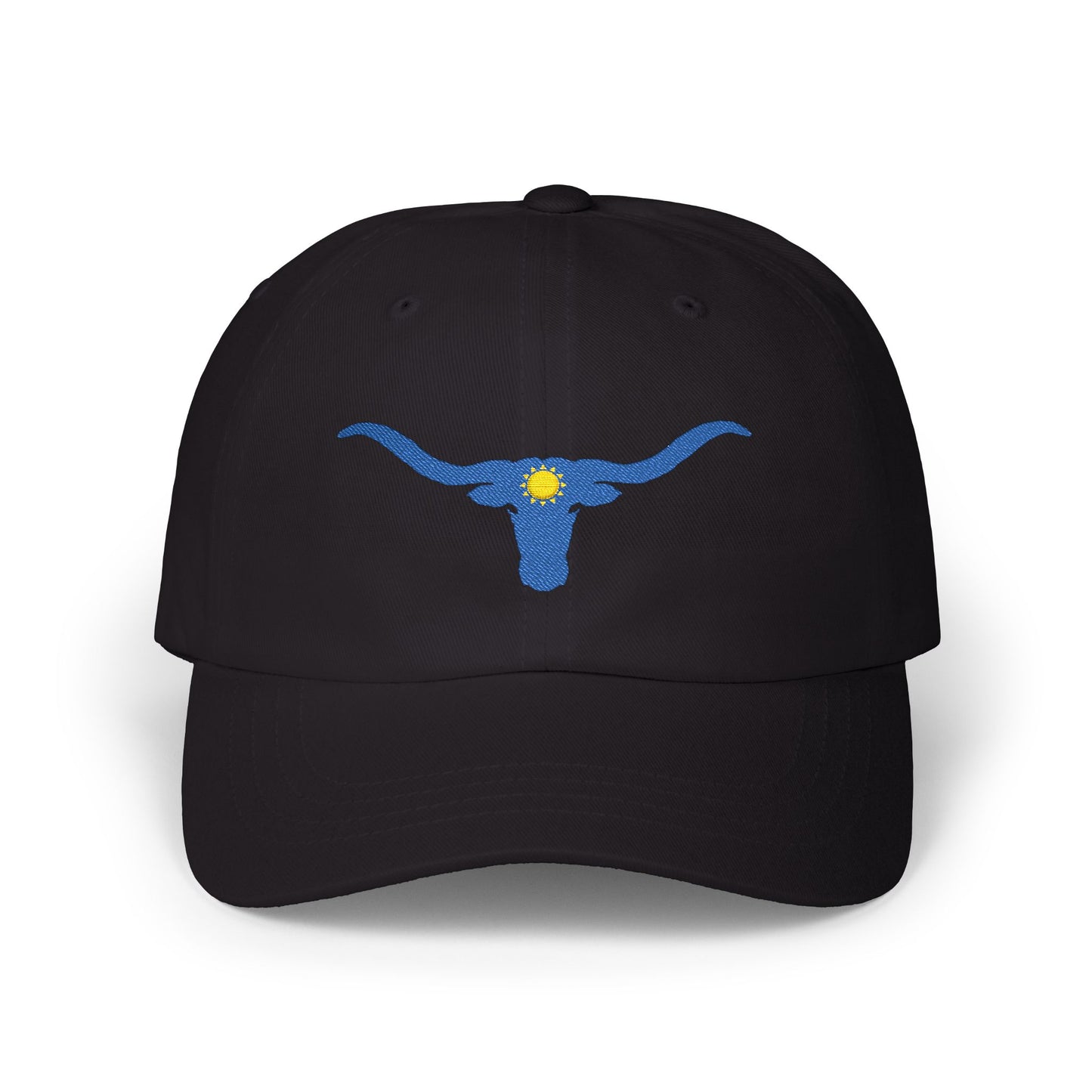 Embroidered Blue Longhorn Dad Cap Western Sun Hat