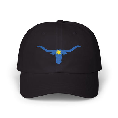 Embroidered Blue Longhorn Dad Cap Western Sun Hat