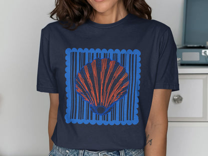 Blue Graphic Shell Print Short Sleeve Shirt product