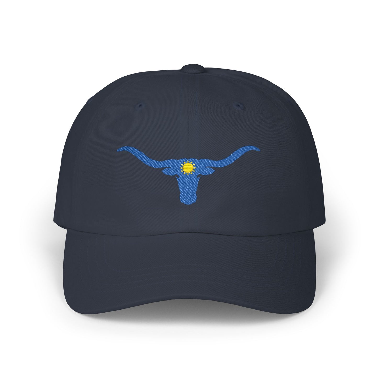 Embroidered Blue Longhorn Dad Cap Western Sun Hat