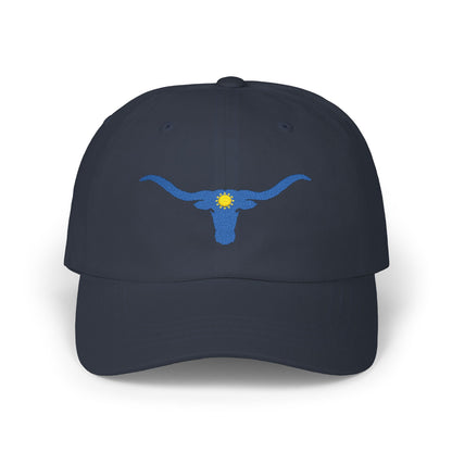 Embroidered Blue Longhorn Dad Cap Western Sun Hat