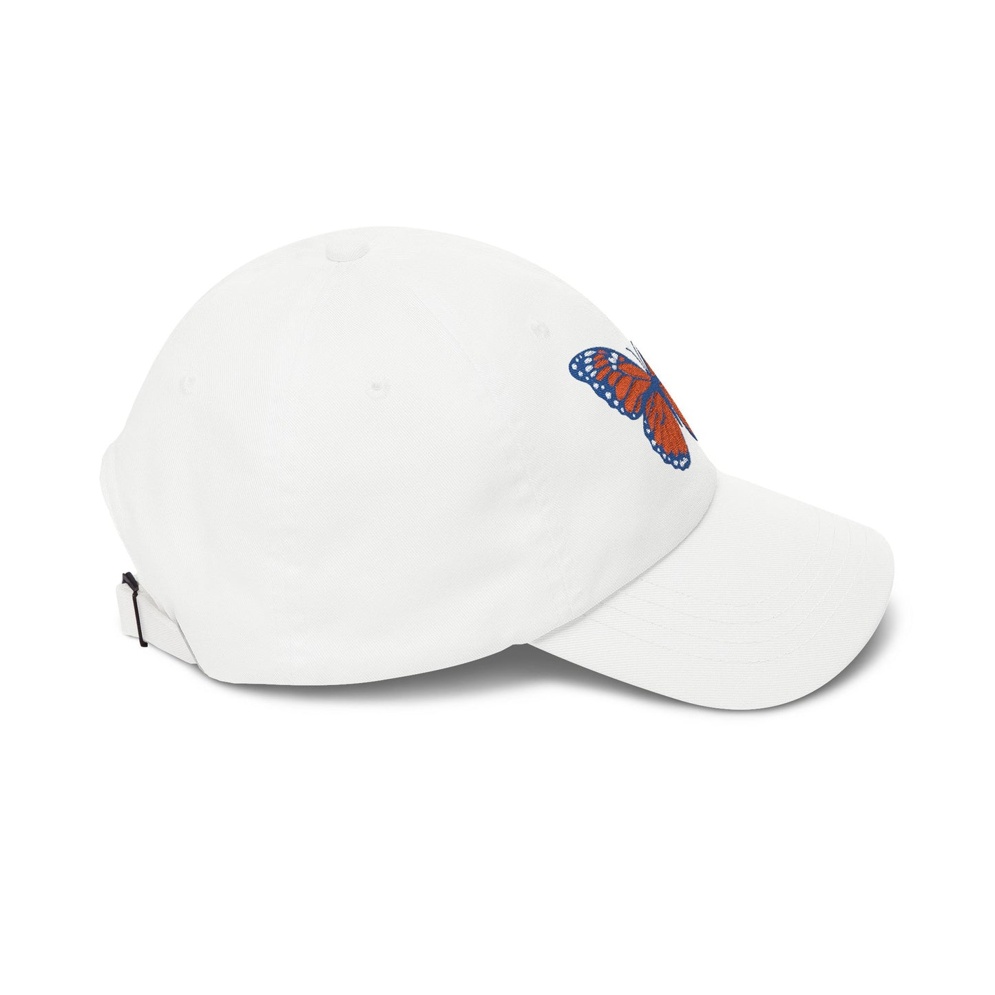 Butterfly Embroidered Dad Cap Preppy Orange & Blue Monarch Hat