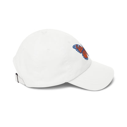 Butterfly Embroidered Dad Cap Preppy Orange & Blue Monarch Hat