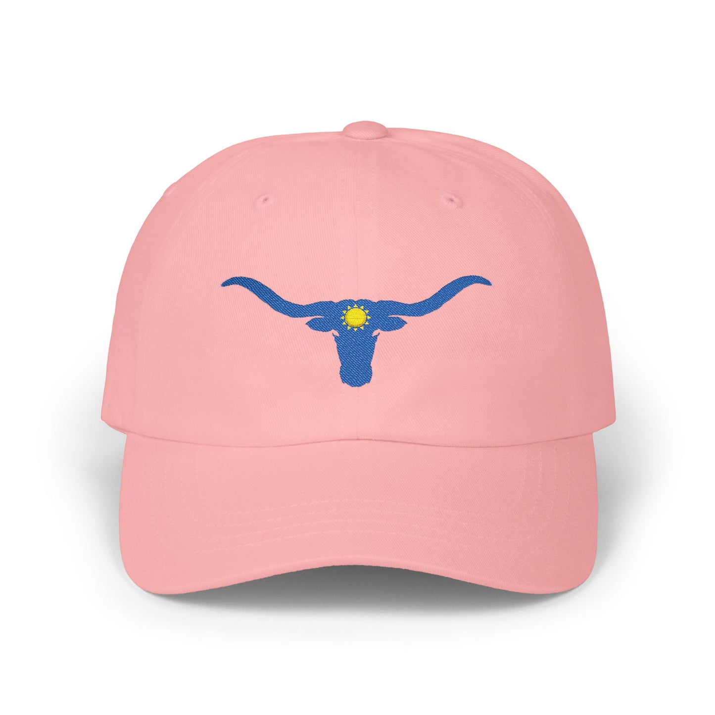 Embroidered Blue Longhorn Dad Cap Western Sun Hat