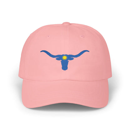 Embroidered Blue Longhorn Dad Cap Western Sun Hat