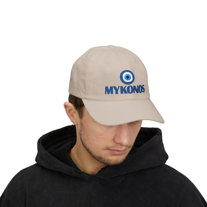 Mykonos Evil Eye Dad Cap — Embroidered Greek Island Baseball Hat