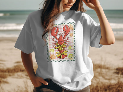 Vibrant Lobster and Lemons Graphic Print T-Shirt product type