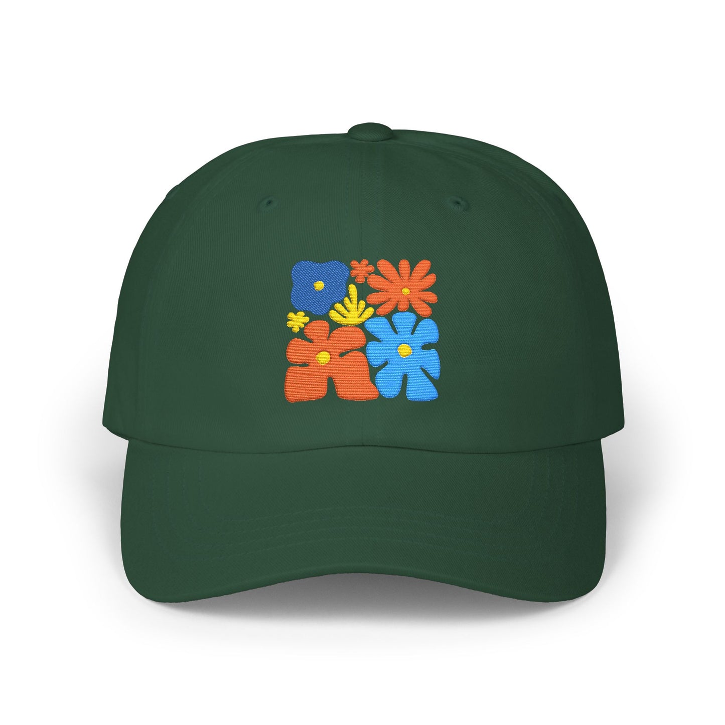 Boho Floral Baseball Dad Cap Retro Colorful Embroidered Flowers