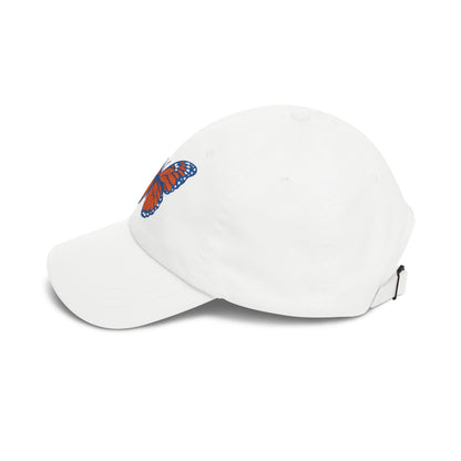 Butterfly Embroidered Dad Cap Preppy Orange & Blue Monarch Hat