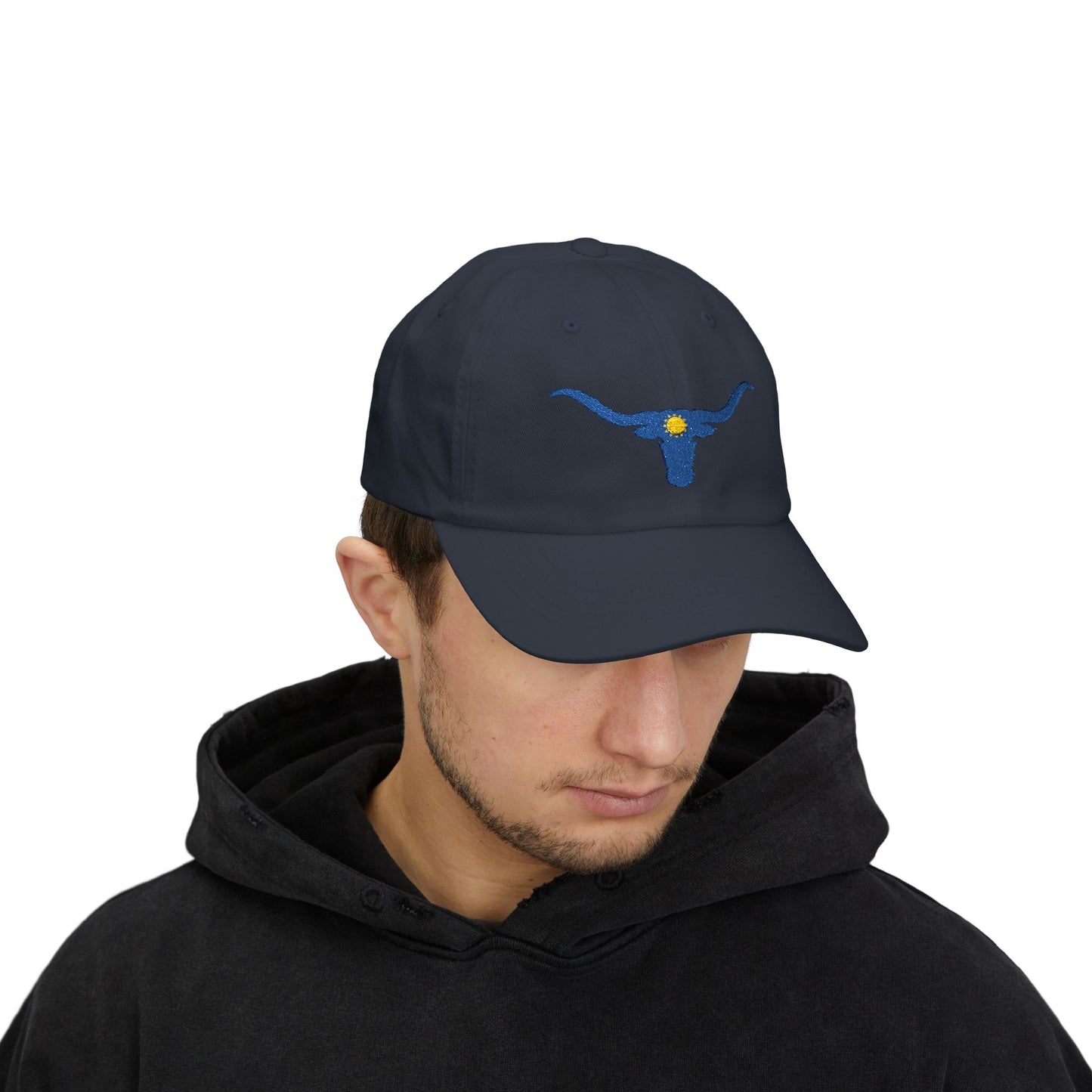 Embroidered Blue Longhorn Dad Cap Western Sun Hat